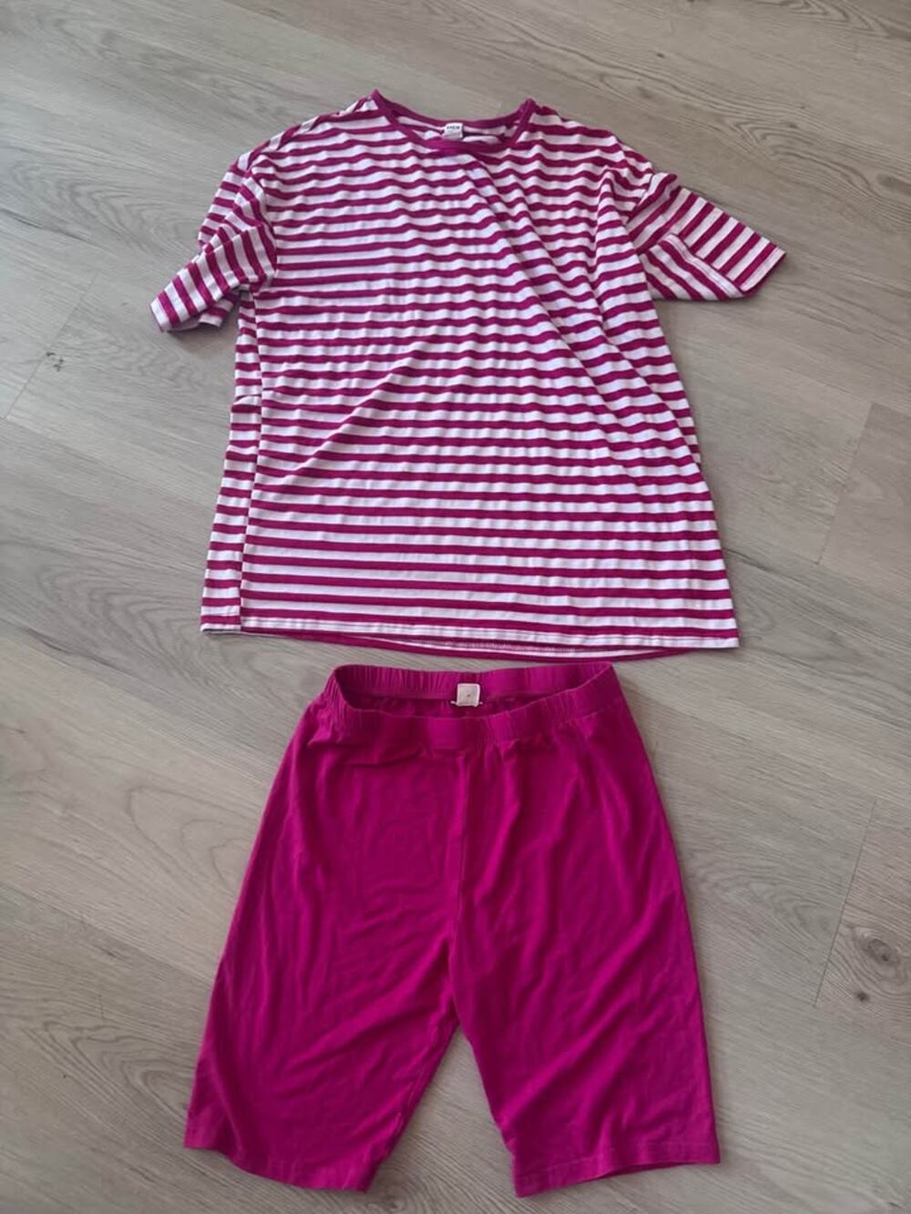 Girls Size 11-12 Pink Stripe Matching Outfit Shorts Set